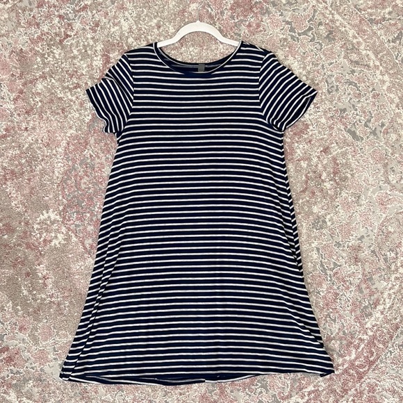 Navy Striped T-Shirt dress - Picture 1 of 2